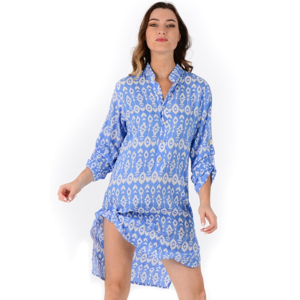 Walker & Wade Day Tripper Dress Periwinkle Ikat Relaxed Tunic Short Dress Medium